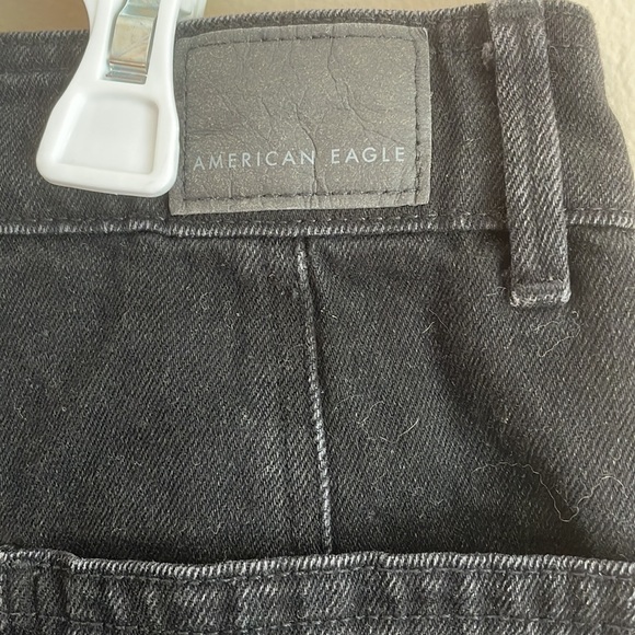 American Eagle Black Button Down Mini Skirt Denim Jean Skirt Size 00 - Picture 4 of 6
